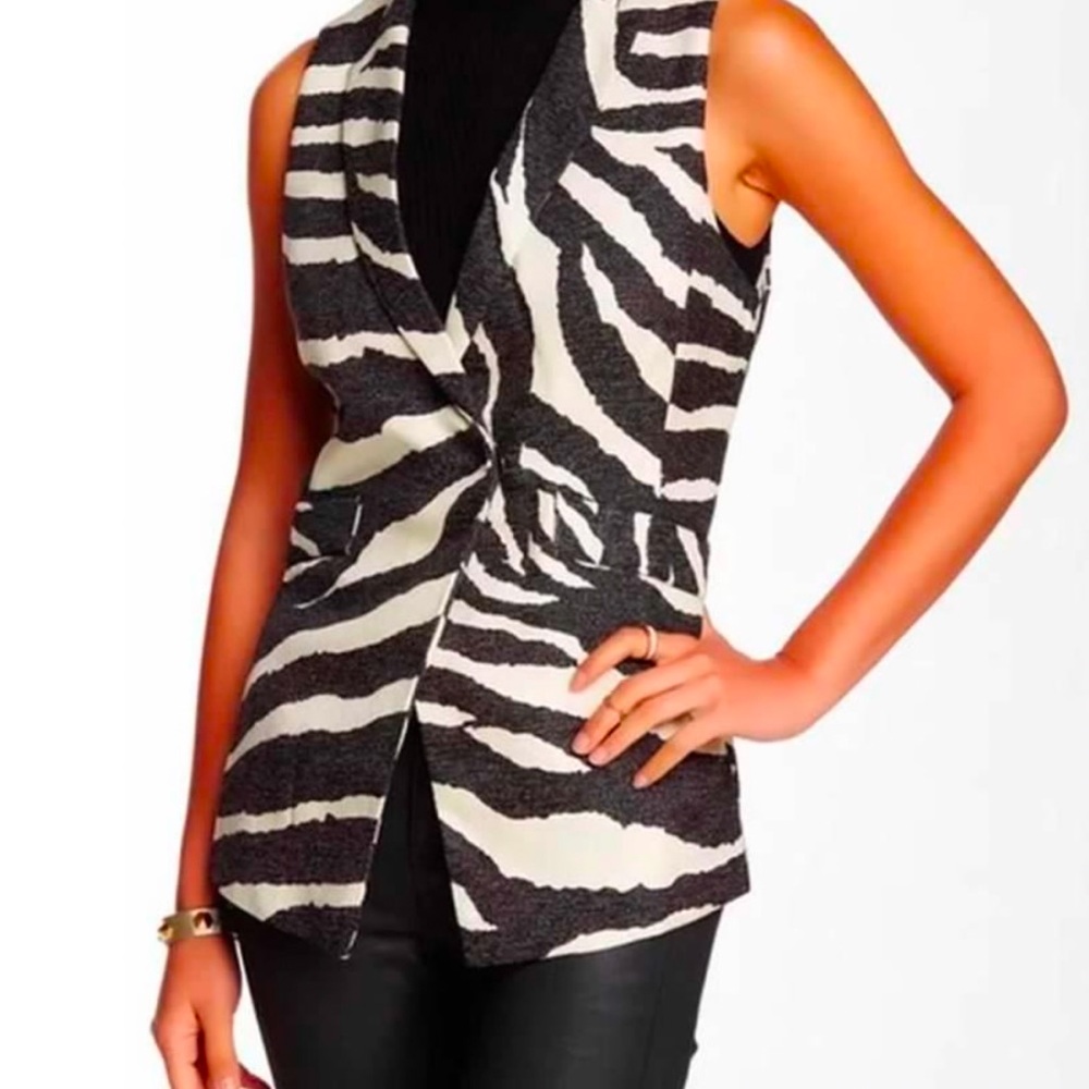 Zebra Print Sleeveless Blazer